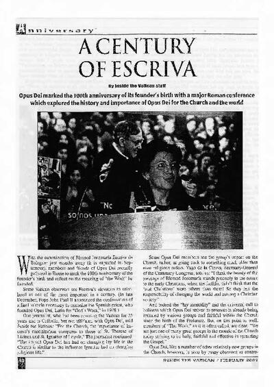 A century of Escrivá. [Journal Article]