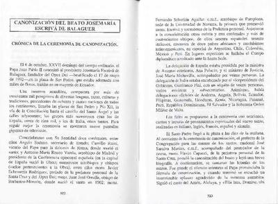 Canonización del Beato Josemaría Escrivá de Balaguer. [Journal Article]