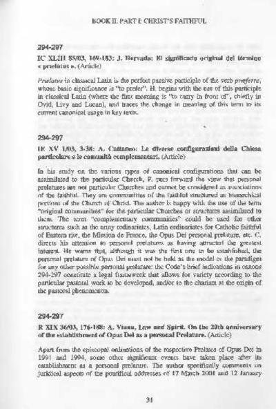 [Recensión sobre: Law and Spirit: On the Twentieth Anniversary of the Establishment of Opus Dei as a Personal Prelature]. [Journal Article]