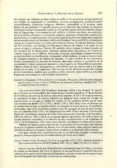[Recensión sobre: Josemaría Escrivá en Logroño (1915-1925)]. [Journal Article]