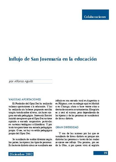 Influjo de san Josemaría en la educación. [Journal Article]