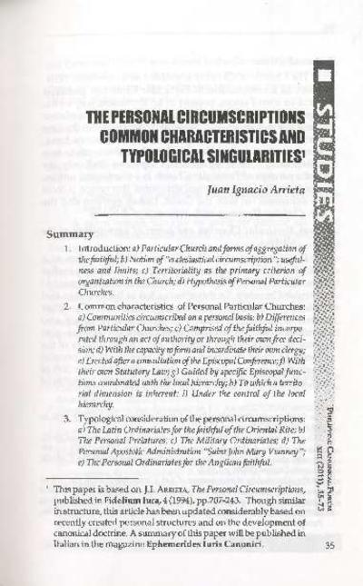 The Personal Circumscriptions. Common Characteristics and Typological Singularities. [Artículo de revista]