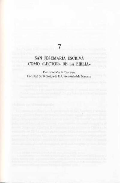 San Josemaría Escrivá como «lector» de la Biblia. [Book Section]