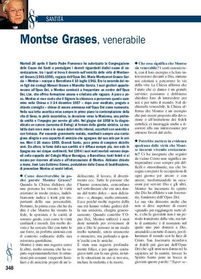 Montse Grases, venerabile [Entrevista realizada por Luca Monterone]. [Artículo de revista]