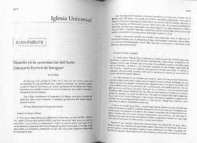 Homilía en la canonización del beato Josemaría Escrivá de Balaguer (6-10-2002). [Journal Article]
