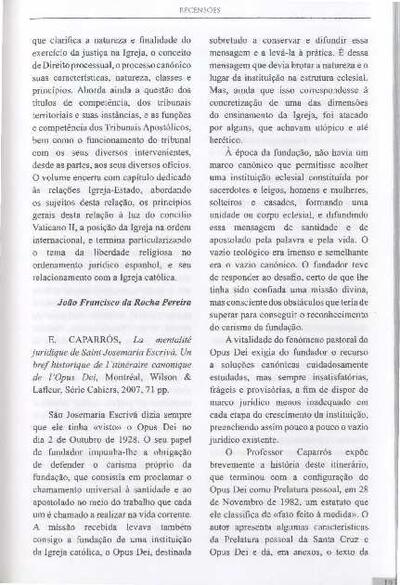 [Recensi&oacute;n sobre: La mentalit&eacute; juridique de saint Jos&eacute;maria Escriva: un bref historique de l&rsquo;itin&eacute;raire canonique de l&rsquo;Opus Dei]. [Art&iacute;culo de revista]