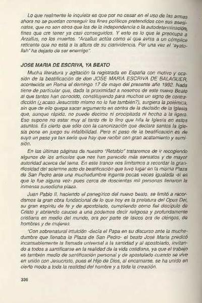 José María de Escrivá, ya beato. [Artículo de revista]