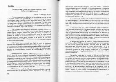Homilías. En la misa de Acción de Gracias por la Canonización de San Josemaría Escrivá. Huelva, 29 de octubre de 2002. [Journal Article]