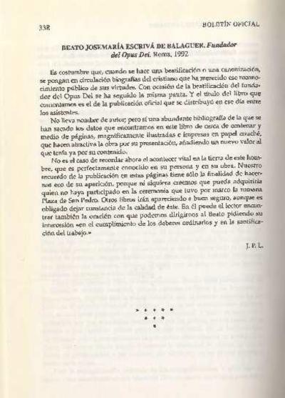 [Recensión sobre: Beato Josemaría Escrivá de Balaguer. Fundador del Opus Dei]. [Journal Article]
