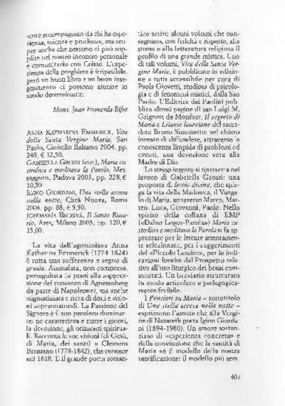 [Recensi&oacute;n sobre: Il Santo Rosario]. [Art&iacute;culo de revista]