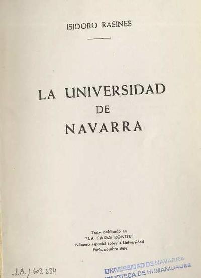 La Universidad de Navarra. [Folleto]