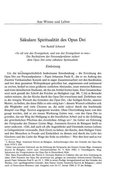 Säkulare Spiritualität des Opus Dei. [Artículo de revista]