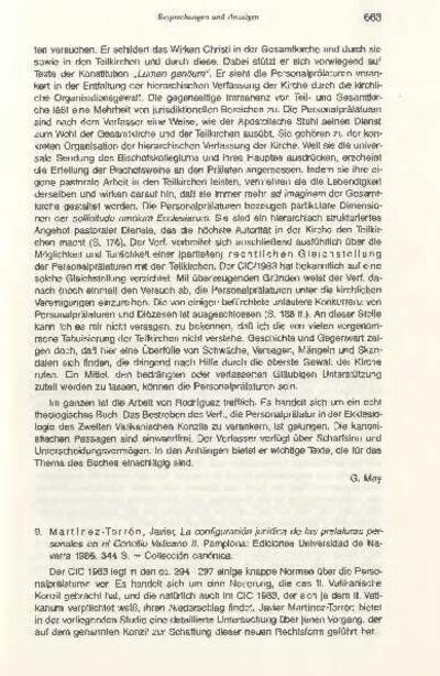 [Recensi&oacute;n sobre: La configuraci&oacute;n jur&iacute;dica de las Prelaturas Personales en el Concilio Vaticano II]. [Art&iacute;culo de revista]