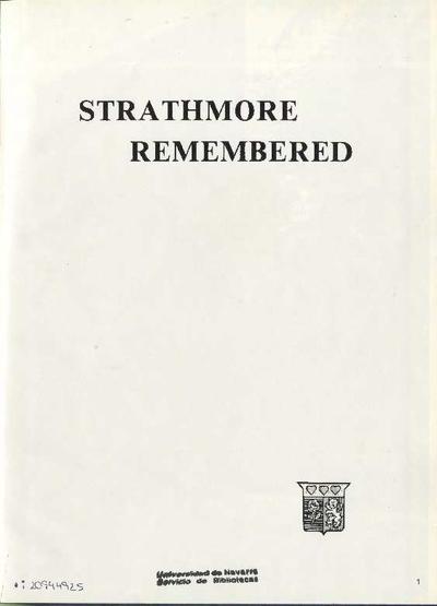 Strathmore Remembered. [Edited Book]