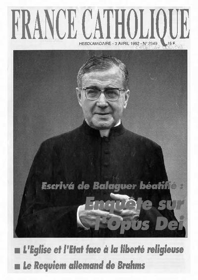Ombres et lumières de l’Opus Dei: Josémaria Escrivá de Balaguer béatifié. [Artículo de revista]