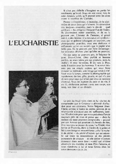 L’Eucharistie. [Artículo de revista]