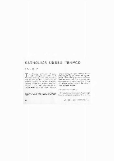 Catholics under Franco. [Journal Article]