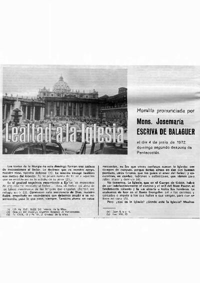 Lealtad a la Iglesia. [Art&iacute;culo de revista]