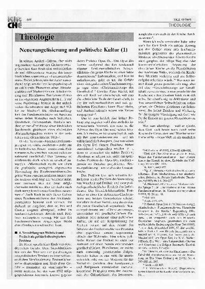 Neuevangelisierung und politische Kultur. Fundamentalismus, Integralismus und Opus Dei. [Journal Article]