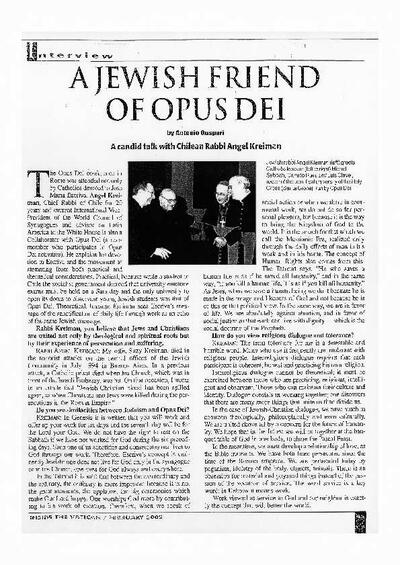 A Jewish friend of Opus Dei: A candid talk with Chilean Rabbi Angel Kreiman. [Artículo de revista]