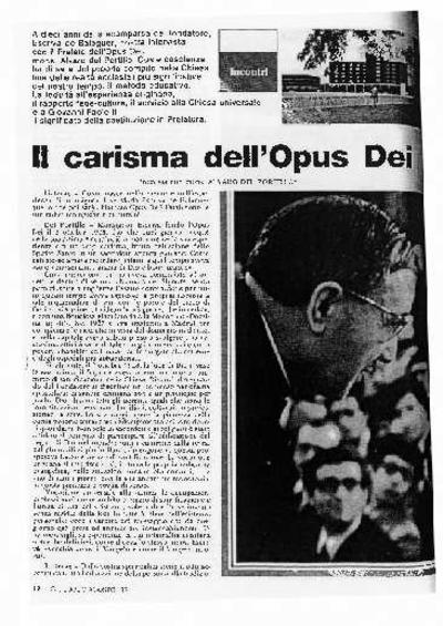 Il carisma dell’Opus Dei [Entrevista realizada por Massimo Camisasca]. [Artículo de revista]