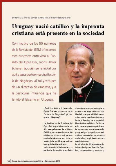 Uruguay nació católico y la impronta cristiana está presente en la sociedad. [Journal Article]