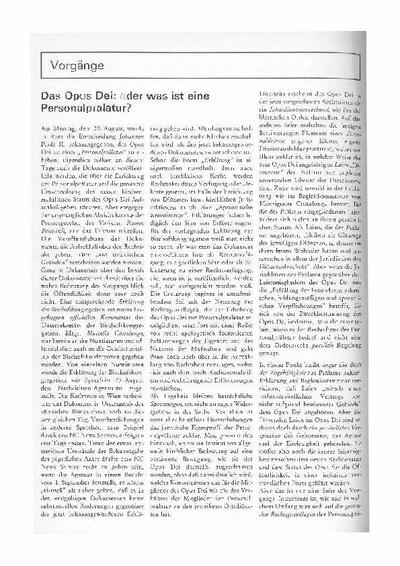 Das Opus Dei: oder was ist eine Personalprälatur? [Journal Article]