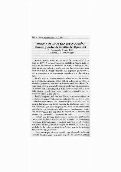 Siervo de Dios Ernesto Cofi&ntilde;o, esposo y padre de familia, del Opus Dei. [Parte de un libro]