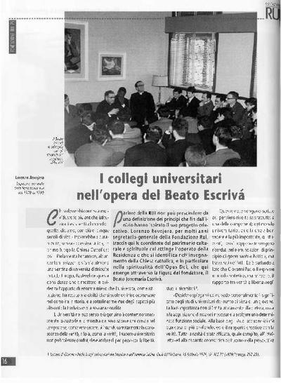 I collegi universitari nell’opera del Beato Escrivá. [Journal Article]