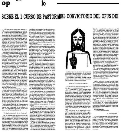 Sobre el I Curso de pastoral en el convictorio del Opus Dei. [Journal Article]