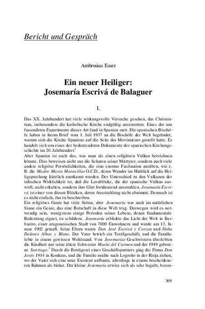 Ein neuer Heiliger: Josemaría Escrivá de Balaguer. [Journal Article]