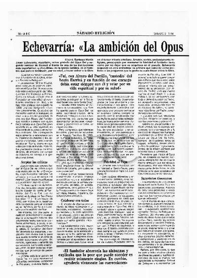 «La ambición del Opus Dei no es de poder sino de servicio» [Entrevista realizada por Santiago Martín]. [Newspaper Article]