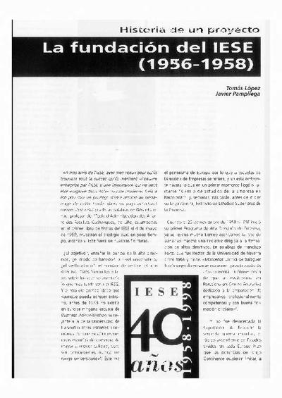 La fundación del IESE (1956-1958). [Artículo de revista]