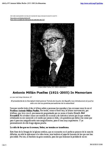Antonio Millán-Puelles (1921-2005) In Memoriam. [E-Journal Article]