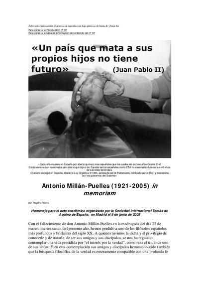 Antonio Millán-Puelles (1921-2005) in memoriam. [E-Journal Article]