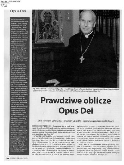 Prawdziwe oblicze Opus Dei [entrevista realizada por Wlodzimierz Redzioch]. [Artículo de revista]