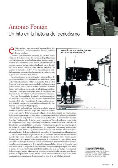 Antonio Fontán: un hito en la historia del periodismo. [Artículo de revista]