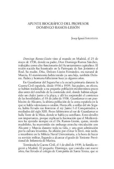 Apunte biográfico del profesor Domingo Ramos-Lissón. [Parte de un libro]