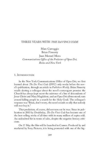 Three Years with <i>The Da Vinci Code</i>. [Book Section]