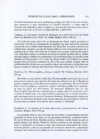 [Recensión sobre: Josemaría Escrivá de Balaguer en el Real Patronato de Santa Isabel de Madrid (1931-1945)]. [Artículo de revista]