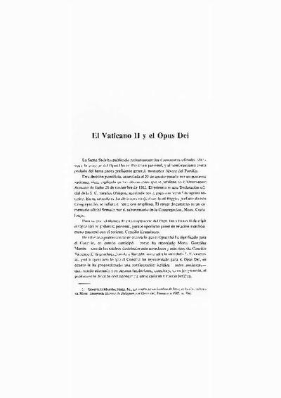 El Vaticano II y el Opus Dei. [Journal Article]