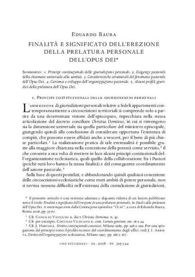 Finalità e significato dell’erezione della Prelatura Personale dell’Opus Dei. [Journal Article]