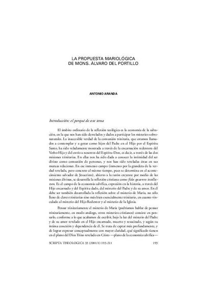 La propuesta mariológica de Mons. Álvaro del Portillo. [Journal Article]