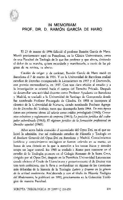 In memoriam: Prof. Dr. D. Ramón García de Haro. [Journal Article]
