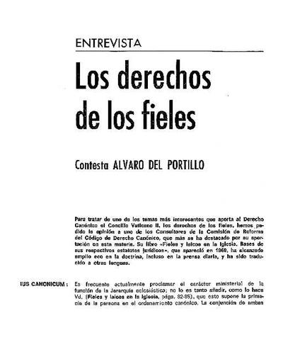 Los derechos de los fieles: contesta Álvaro del Portillo. [Journal Article]