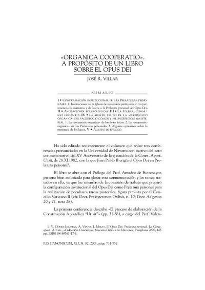 «Organica cooperatio». A propósito de un libro sobre el Opus Dei. [Journal Article]