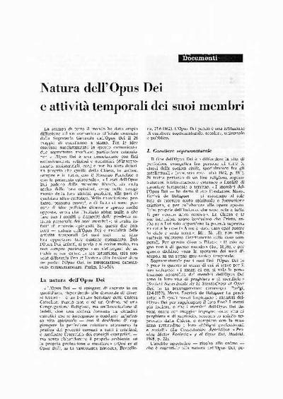 Natura dell’Opus Dei e attività temporali dei suoi membri. [Journal Article]