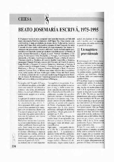 Beato Josemaría Escrivá, 1975-1995. [Artículo de revista]