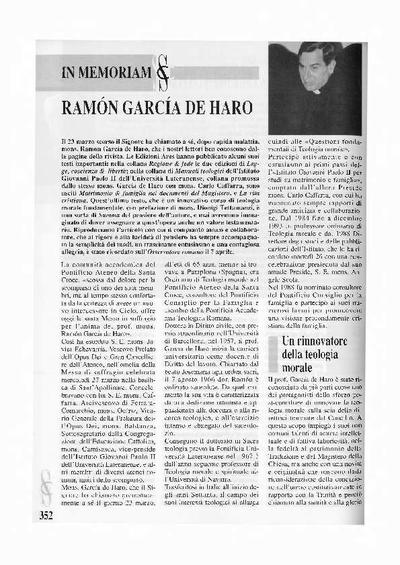 Ramón García de Haro. In memoriam. [Artículo de revista]