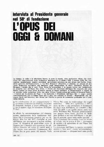 L’Opus Dei oggi & domani. Intervista al presidente generale nel 50º di fondazione. [Journal Article]